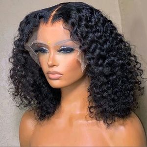 100% Human bob wet wave curl frontal Wig